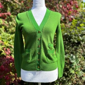 NWOT J. Crew Cardigan Sweater Green Wool XS